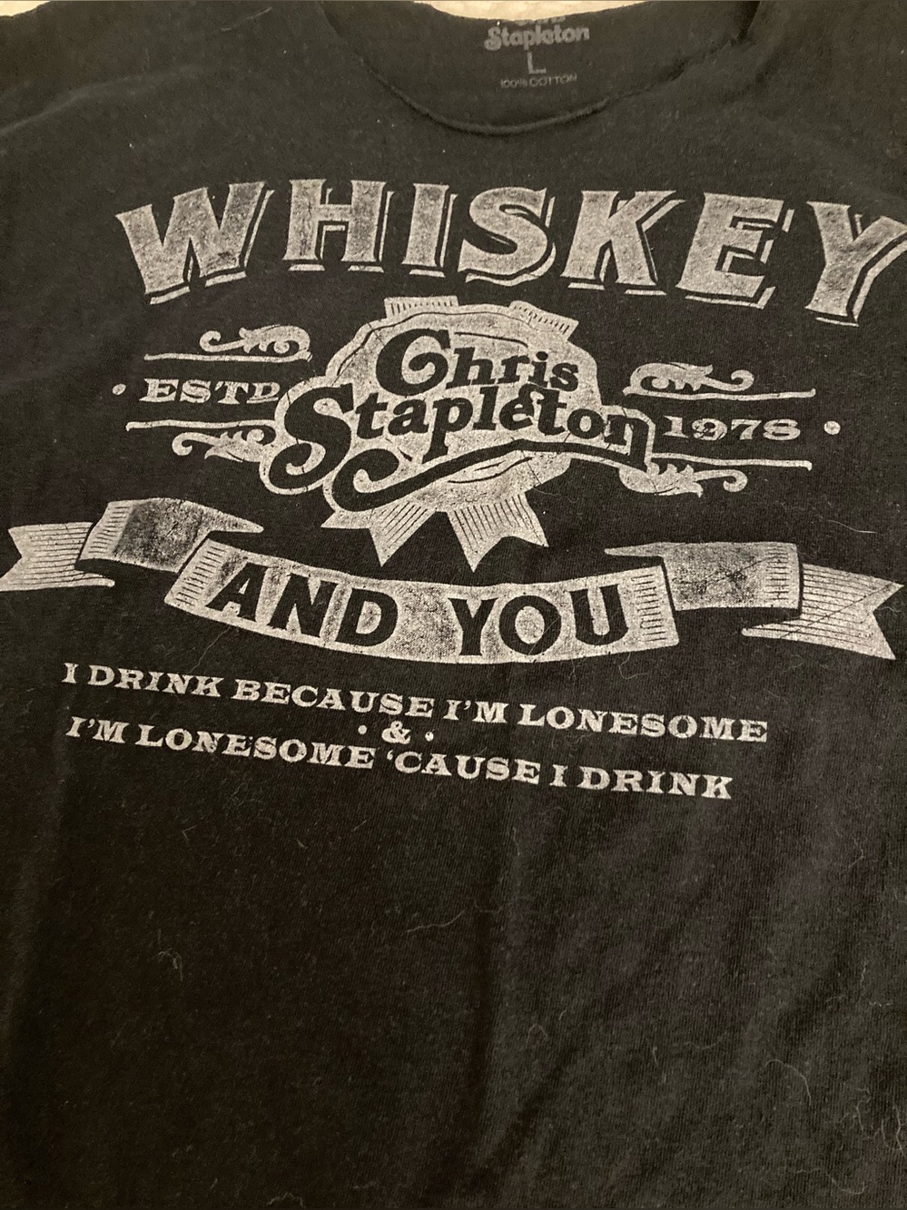 Chris Stapleton Whiskey And You Black Short Sleeve T-Shirt Crop Neck
